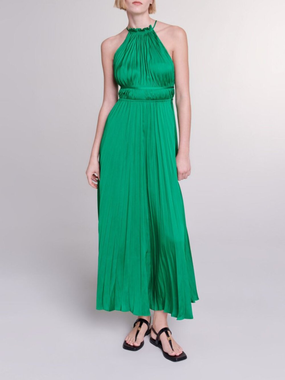 Maje NWT green pleated maxi dress — $415 retail — never worn